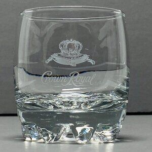 Crown Royal Whiskey Glass 10 Oz Low Ball Rock Glass 8 Point Bottom Italy